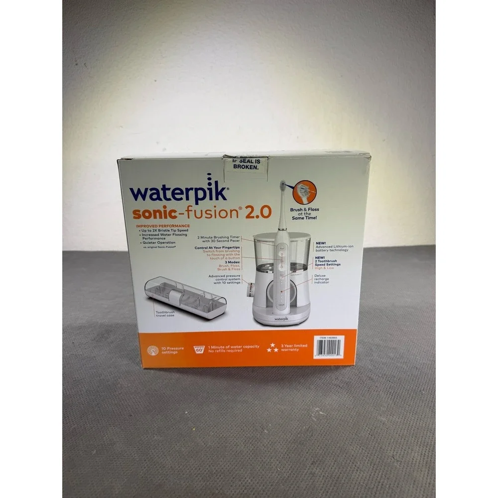 Waterpik Sonic-Fusion 2.0 Flossing Toothbrush White SF-03 SF-04 8 Brush Heads